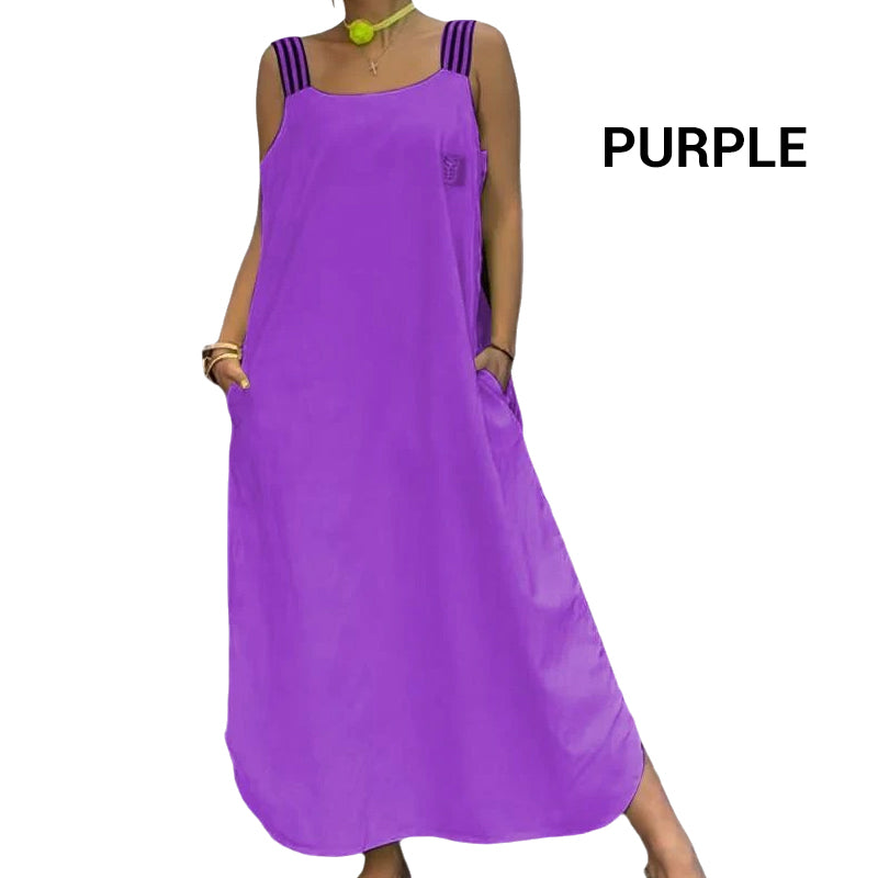 Maxikleid con amplios transportistas y bolsas