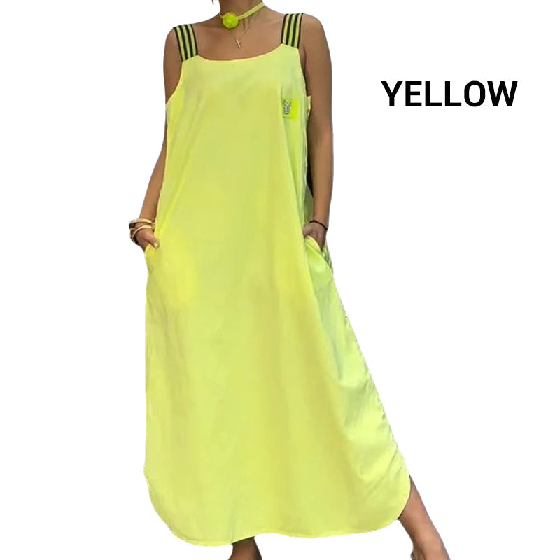 Maxikleid con amplios transportistas y bolsas