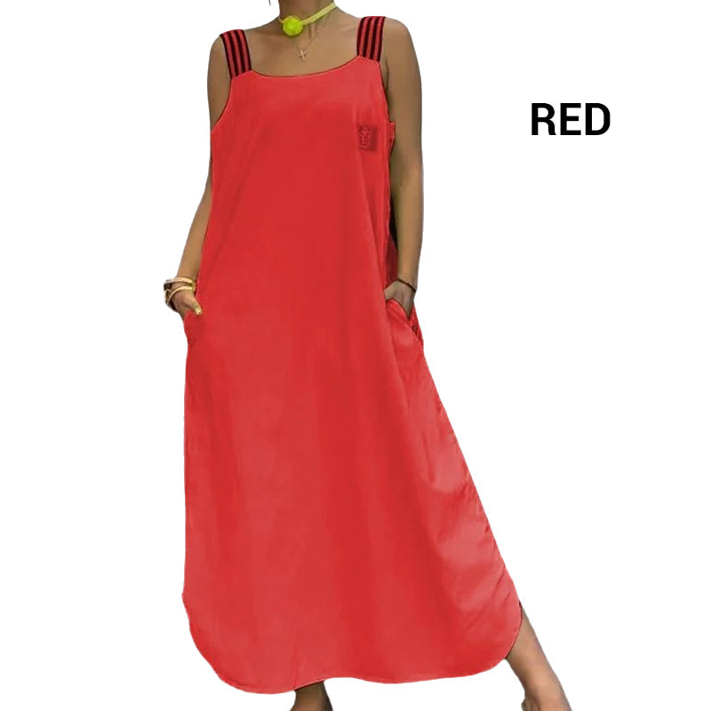 Maxikleid con amplios transportistas y bolsas