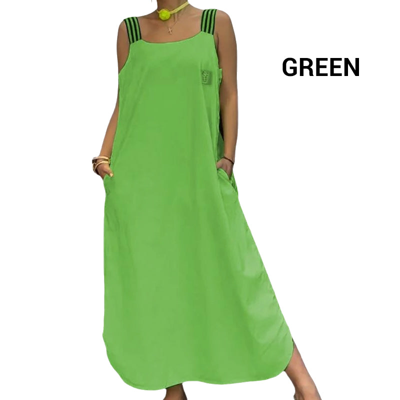 Maxikleid con amplios transportistas y bolsas
