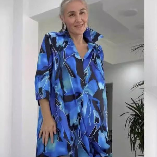 Vestido de camisa de moda con cuello en V y collar reversible
