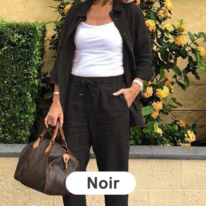 🌿 Nuevo lanzamiento en primavera 🌿 Conjunto de blusa y pantalón de manga larga de algodón y lino para mujer