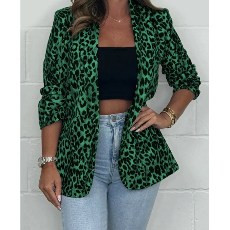 Langärmeliger Blazer mit Leopardenmuster für Damen