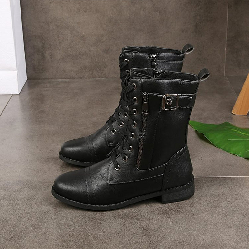 🔥Zeitlich begrenzter Rabatt 50 % OFF – Damenstiefel mit runder Zehenpartie und seitlichem Reißverschluss