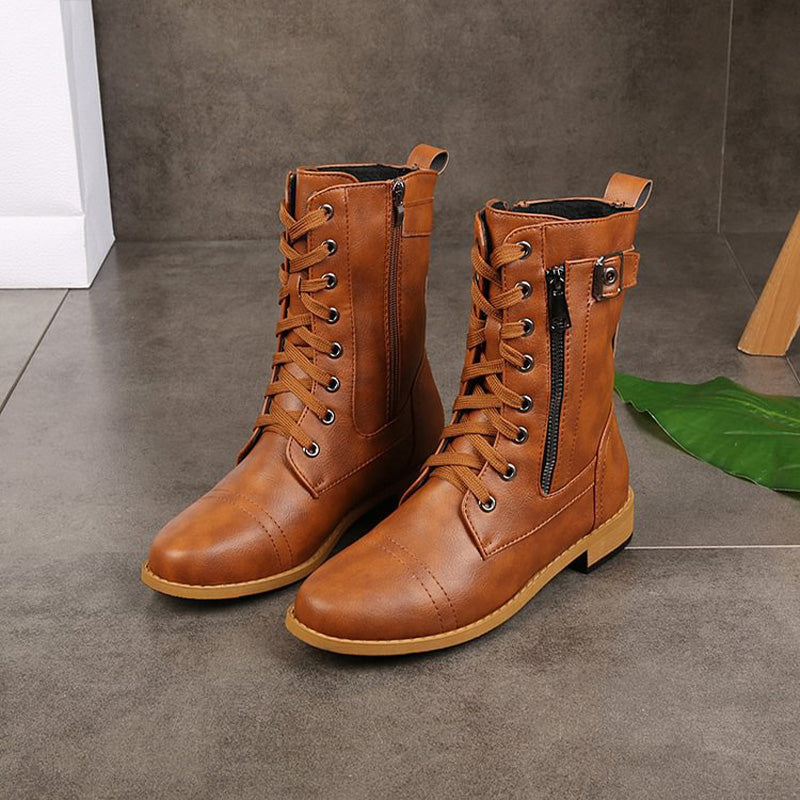 🔥Zeitlich begrenzter Rabatt 50 % OFF – Damenstiefel mit runder Zehenpartie und seitlichem Reißverschluss