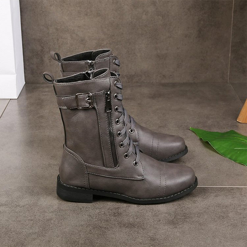 🔥Zeitlich begrenzter Rabatt 50 % OFF – Damenstiefel mit runder Zehenpartie und seitlichem Reißverschluss