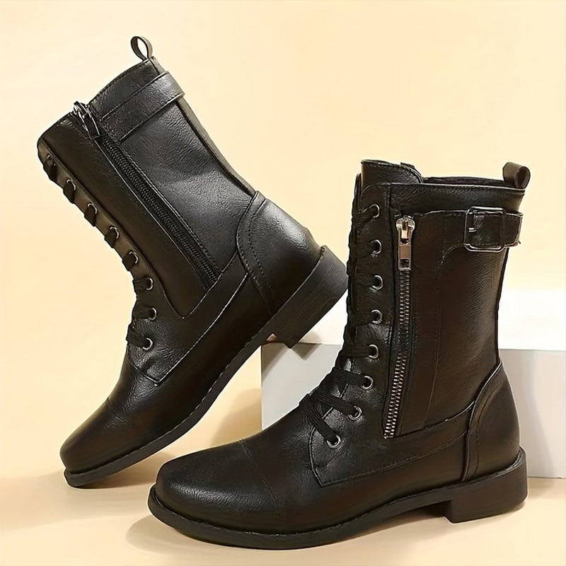 🔥Zeitlich begrenzter Rabatt 50 % OFF – Damenstiefel mit runder Zehenpartie und seitlichem Reißverschluss