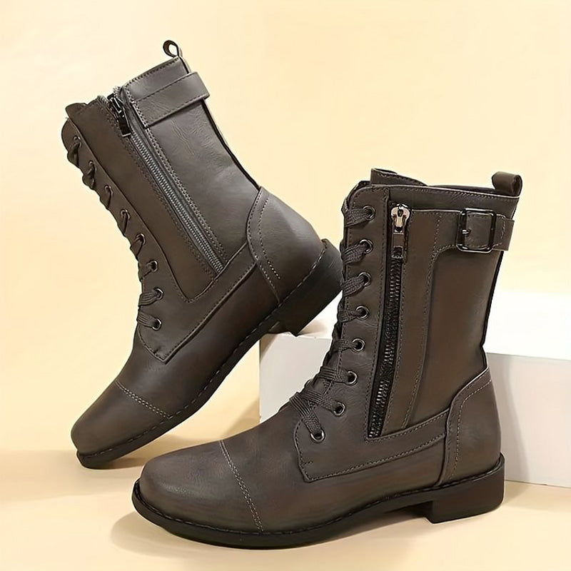 🔥Zeitlich begrenzter Rabatt 50 % OFF – Damenstiefel mit runder Zehenpartie und seitlichem Reißverschluss