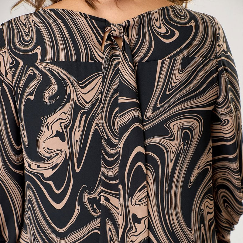 🍂Especiales de otoño🍂Vestido largo de manga tres cuartos con estampado de mármol