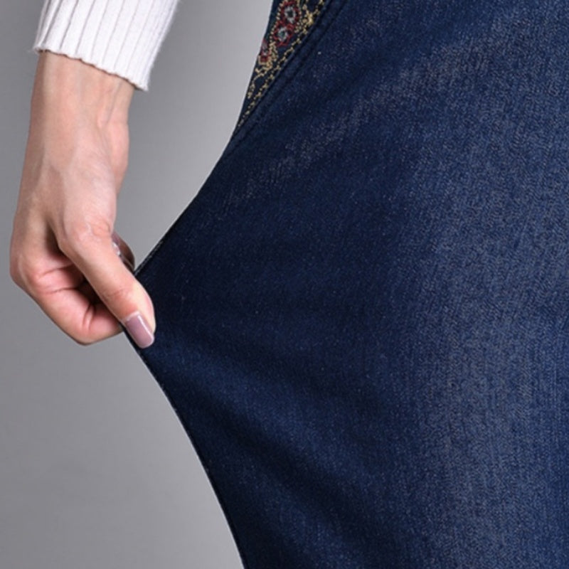 🎁 Begrenzte Zeit 49% RABATT ⏳ Damen Jeans mit Seitentaschen und Vollgummibund