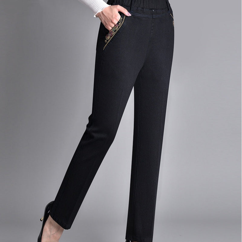 🎁 Begrenzte Zeit 49% RABATT ⏳ Damen Jeans mit Seitentaschen und Vollgummibund