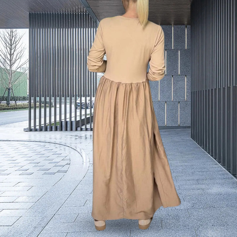 Vestido de punto midi que fluye con mangas largas