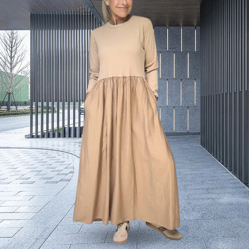Vestido de punto midi que fluye con mangas largas