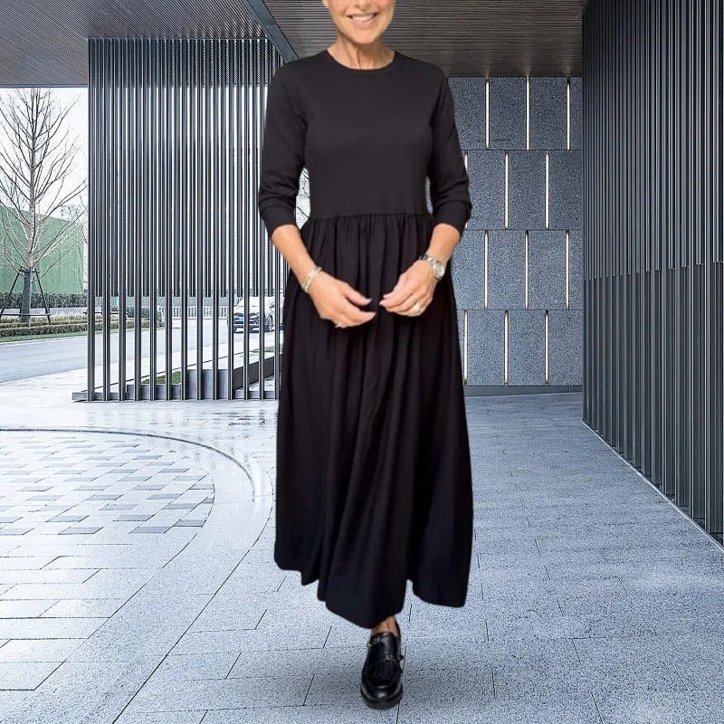 Vestido de punto midi que fluye con mangas largas
