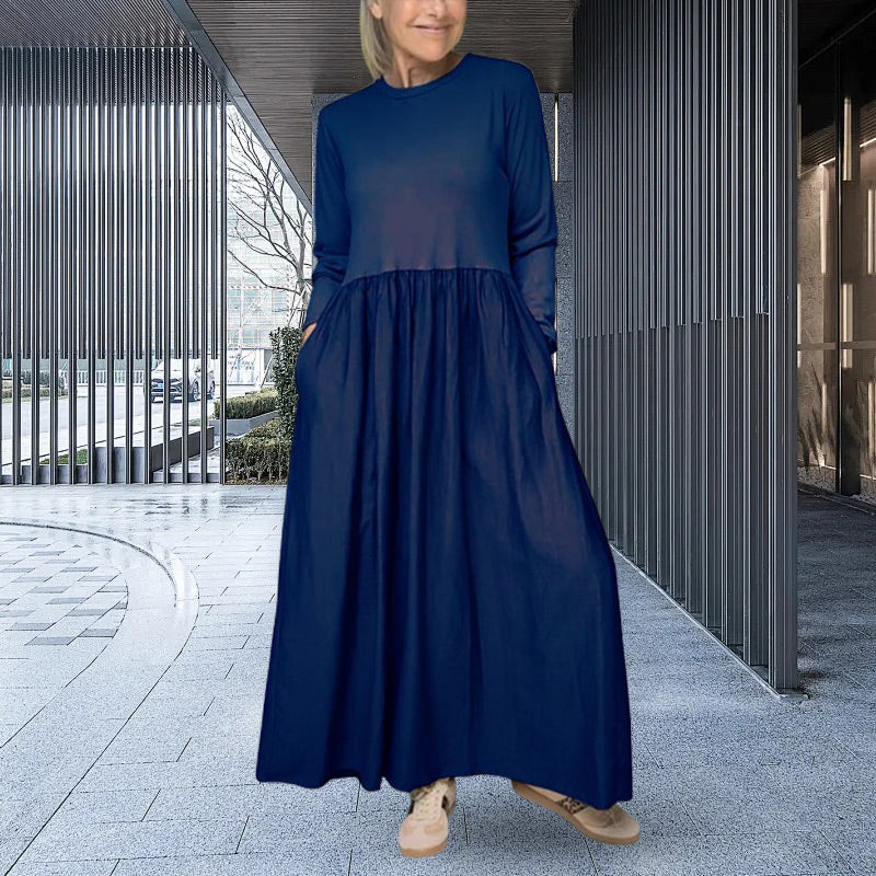 Vestido de punto midi que fluye con mangas largas
