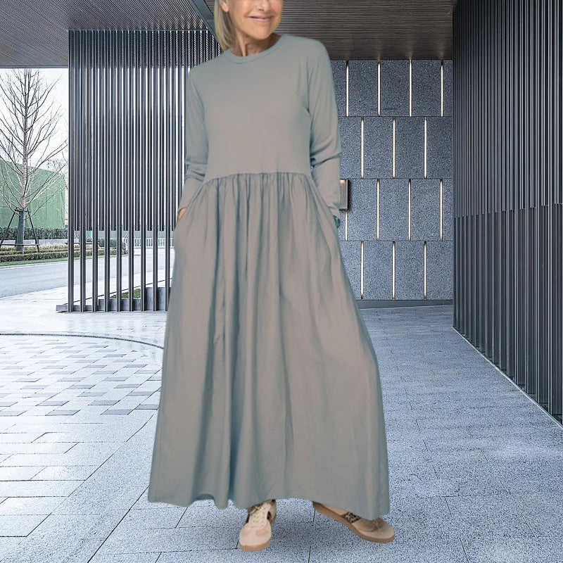 Vestido de punto midi que fluye con mangas largas