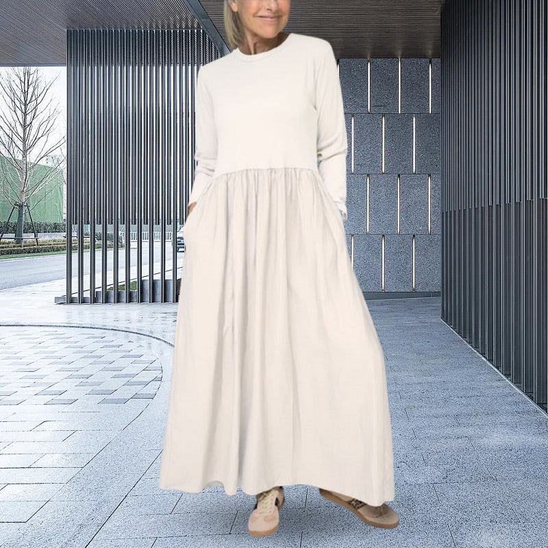 Vestido de punto midi que fluye con mangas largas
