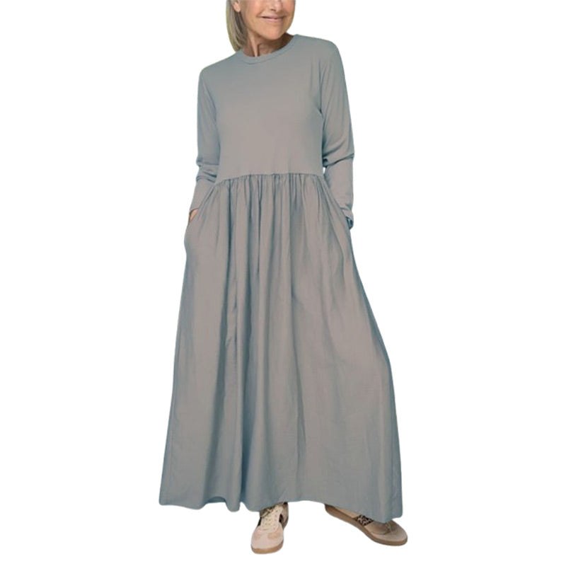 Vestido de punto midi que fluye con mangas largas