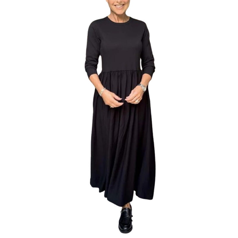 Vestido de punto midi que fluye con mangas largas
