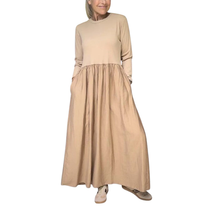 Vestido de punto midi que fluye con mangas largas