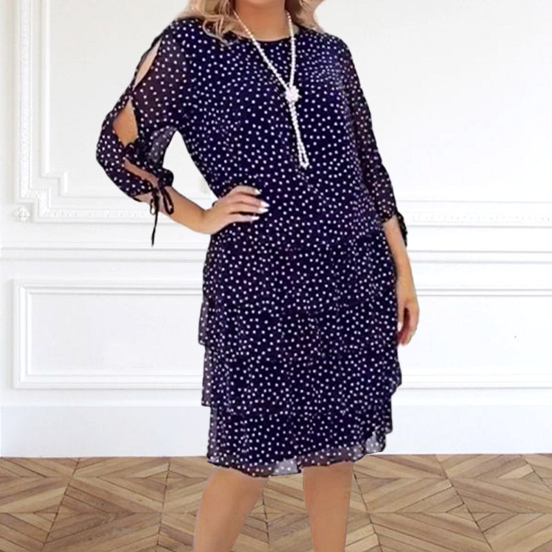 Preventa navideña✨Vestido casual estampado de capas para mujer
