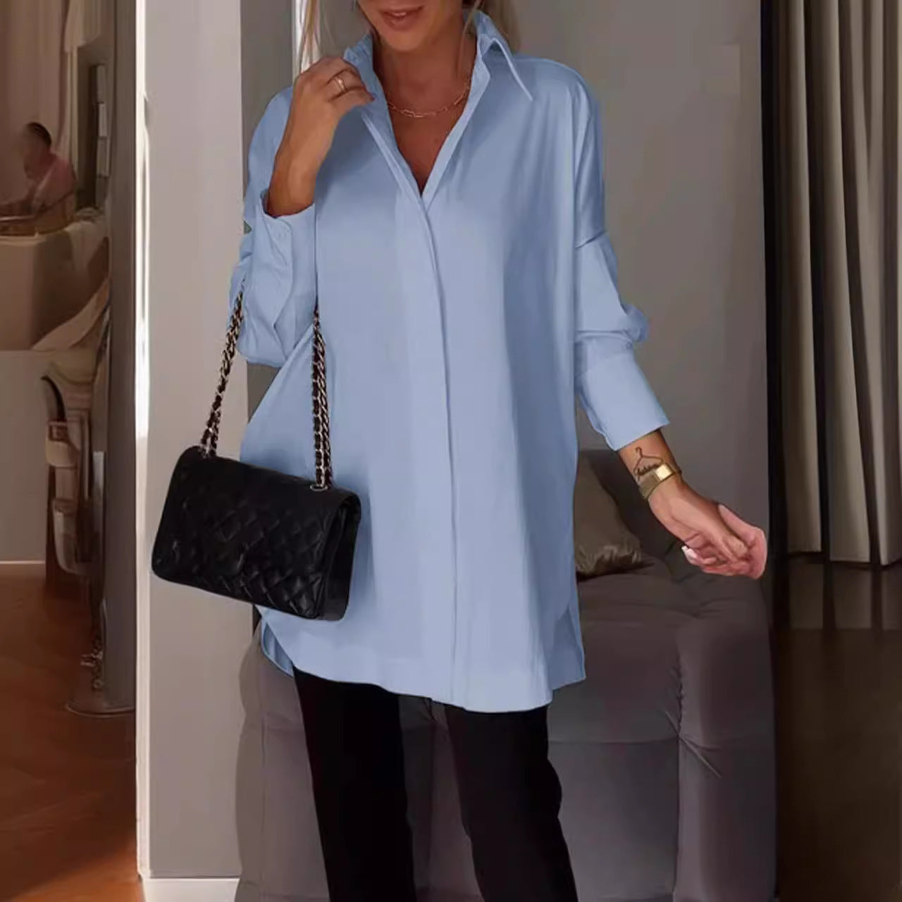 ✨¿Qué me pongo mañana?👚Camisa casual de mujer con abertura lateral