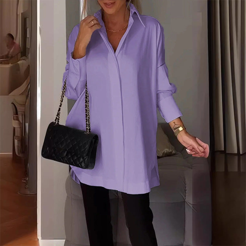 ✨¿Qué me pongo mañana?👚Camisa casual de mujer con abertura lateral