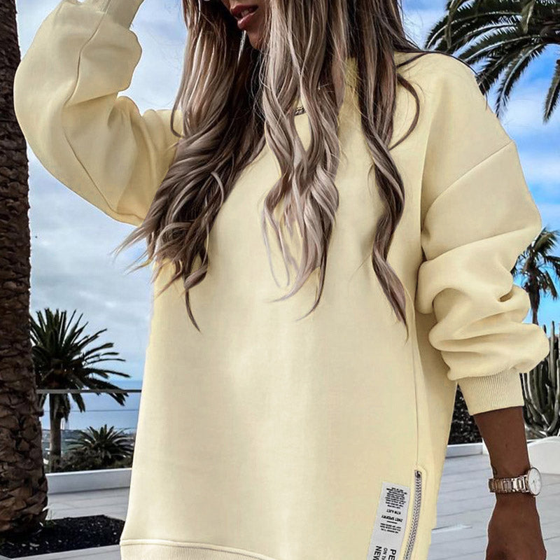 Séter de manga larga con la ranura con cremallera Vestido de sudadera informal