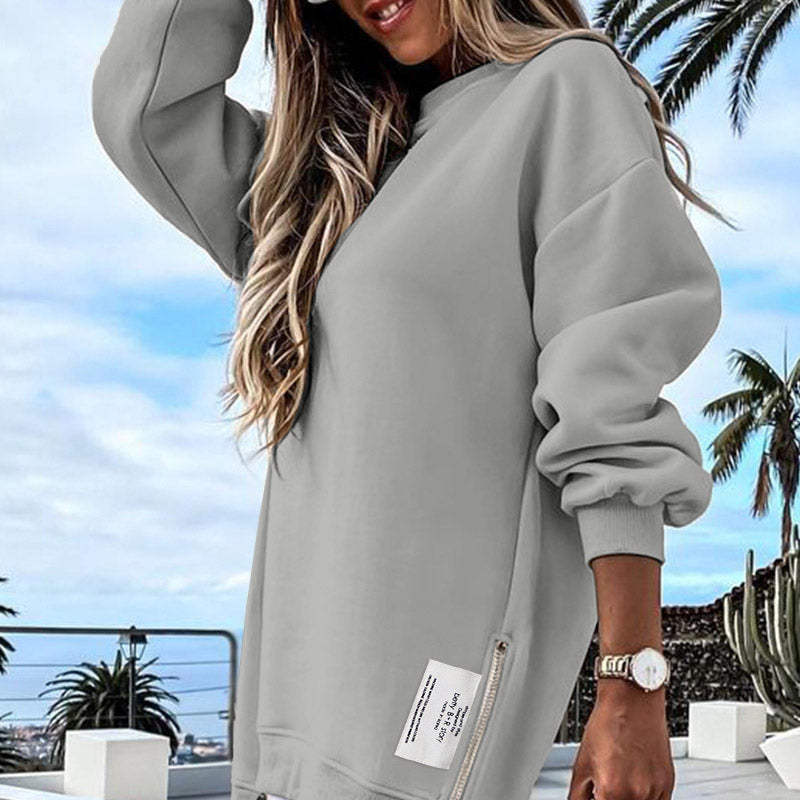 Séter de manga larga con la ranura con cremallera Vestido de sudadera informal