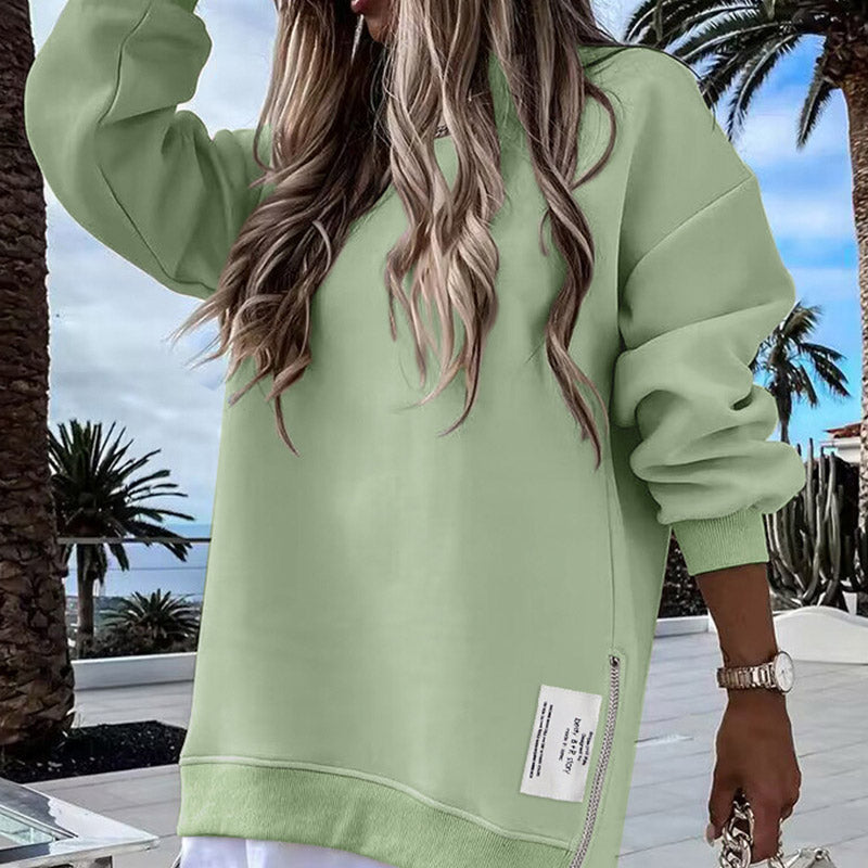 Séter de manga larga con la ranura con cremallera Vestido de sudadera informal