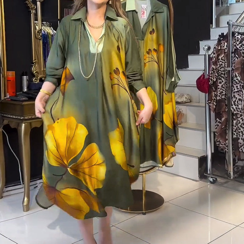 🍁Herbst-Neuankünfte 50% RABATT💃Trendiges, bedrucktes Kleid mit Farbverlauf