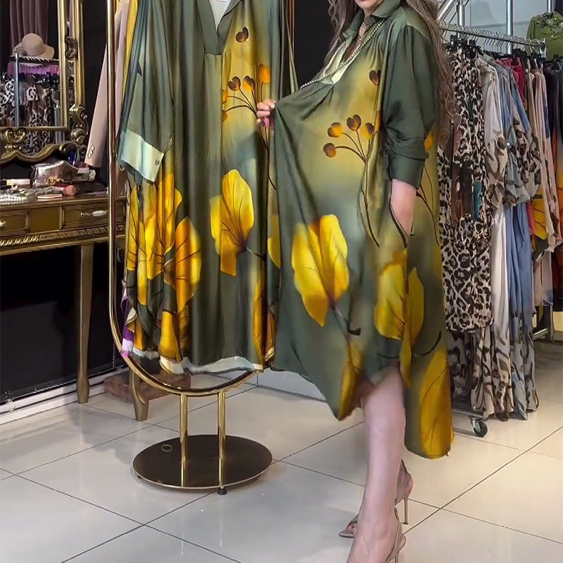 🍁Herbst-Neuankünfte 50% RABATT💃Trendiges, bedrucktes Kleid mit Farbverlauf