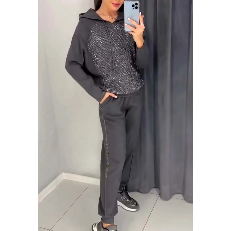 ⏰halber Preis für die neue Saison⏰omen's Hooded Sweatshirt and Cuffed Joggers 2-Piece Set
