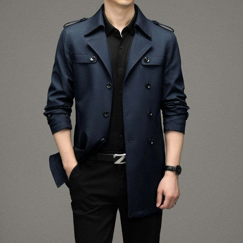 🎁2025 neue britische Stil Herren Zweireiher Trenchcoat Jacke💖