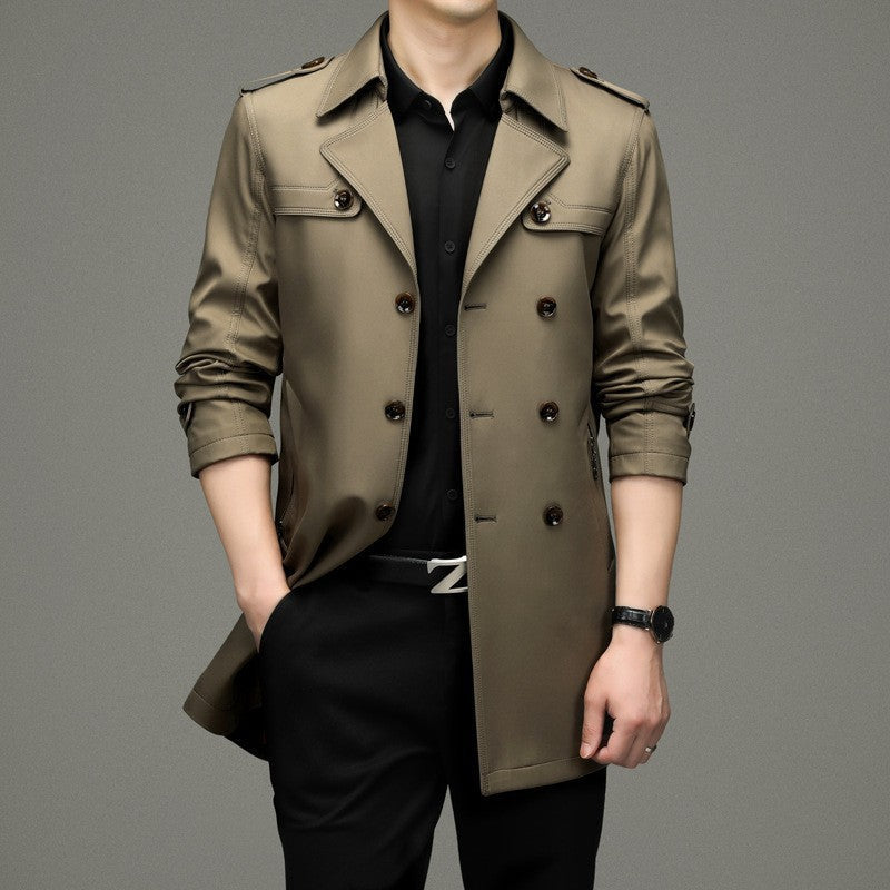 🎁2025 neue britische Stil Herren Zweireiher Trenchcoat Jacke💖