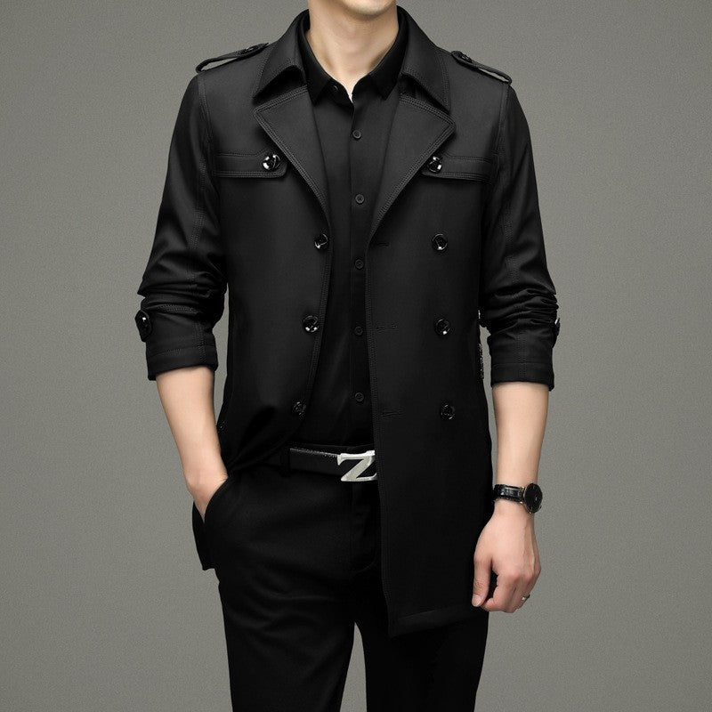 🎁2025 neue britische Stil Herren Zweireiher Trenchcoat Jacke💖