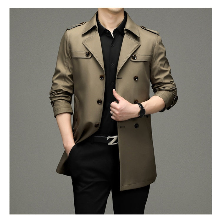🎁2025 neue britische Stil Herren Zweireiher Trenchcoat Jacke💖