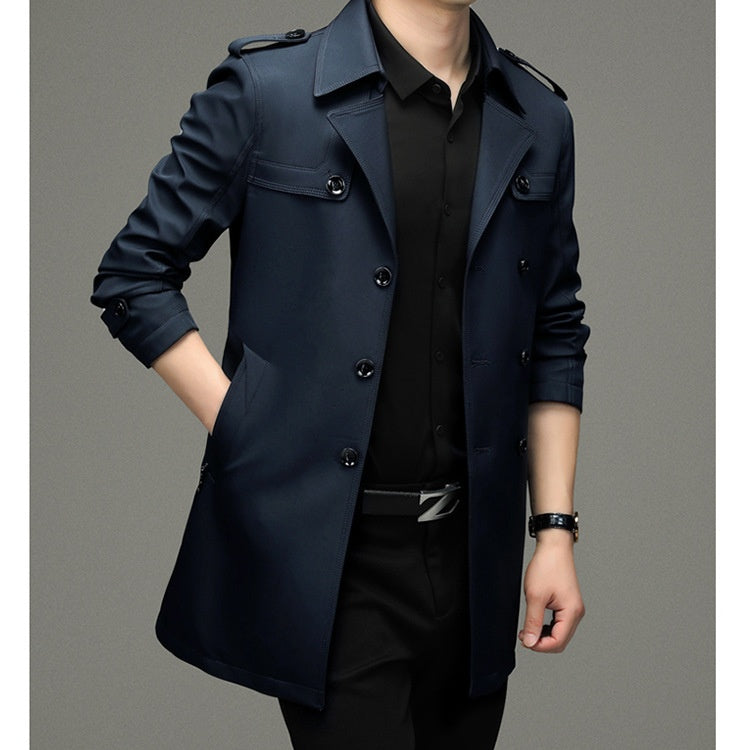 🎁2025 neue britische Stil Herren Zweireiher Trenchcoat Jacke💖