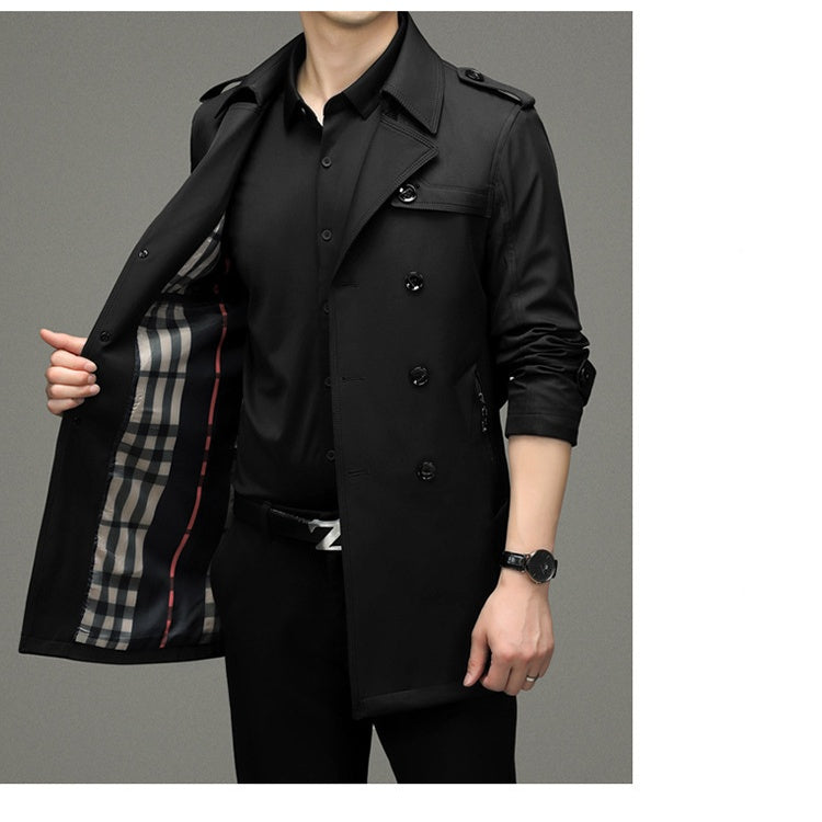 🎁2025 neue britische Stil Herren Zweireiher Trenchcoat Jacke💖