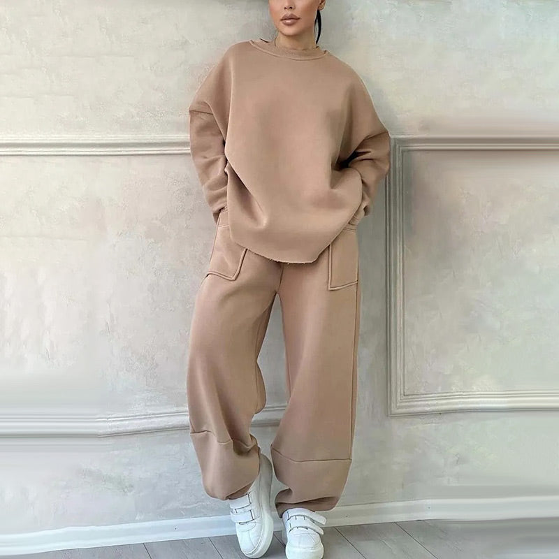 Zweiteiliges Übergrößen-Sweatshirt-Set für Damen