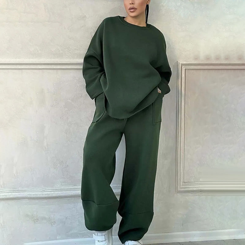 Zweiteiliges Übergrößen-Sweatshirt-Set für Damen
