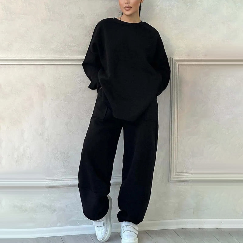 Zweiteiliges Übergrößen-Sweatshirt-Set für Damen