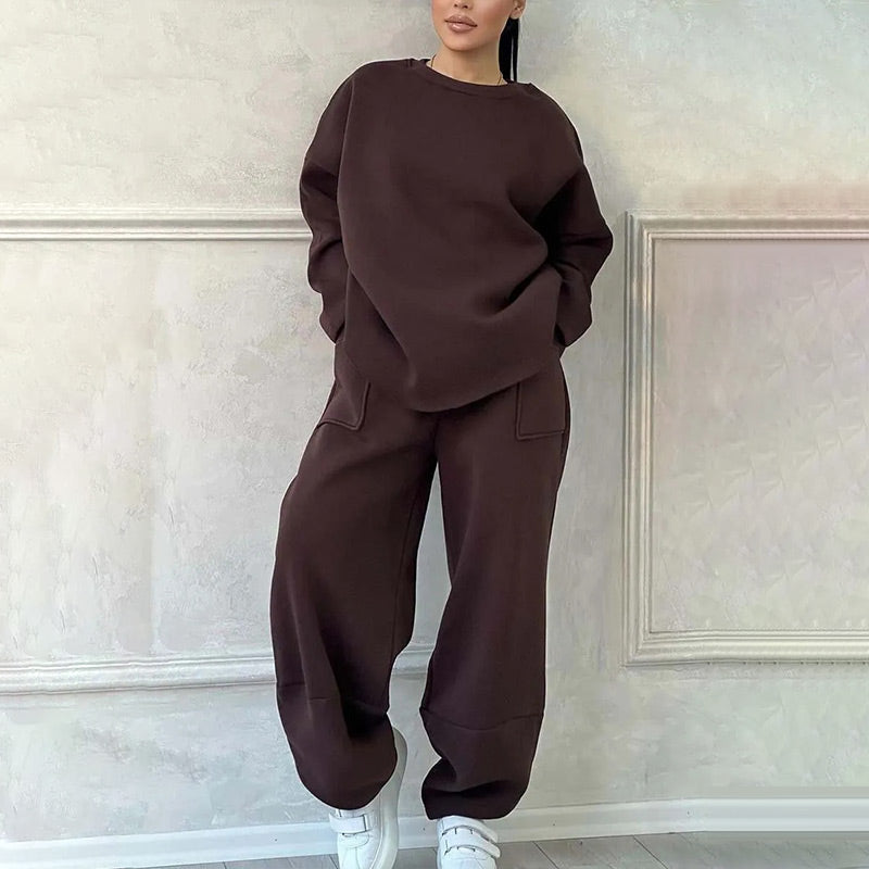 Zweiteiliges Übergrößen-Sweatshirt-Set für Damen