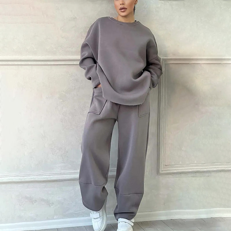 Zweiteiliges Übergrößen-Sweatshirt-Set für Damen