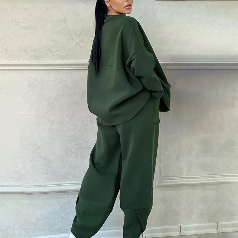 Zweiteiliges Übergrößen-Sweatshirt-Set für Damen