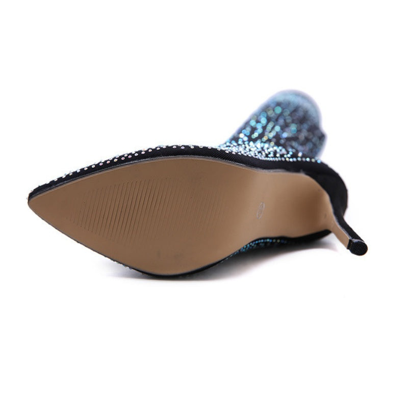 🌟50% RABATT✨Glitzernde Faux-Diamanten-Kniestiefel für Frauen✨