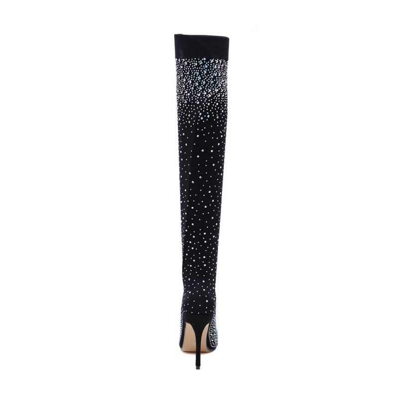 🌟50% RABATT✨Glitzernde Faux-Diamanten-Kniestiefel für Frauen✨
