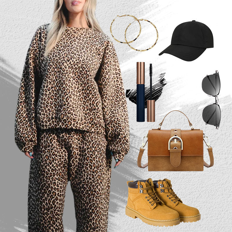 Damen-Outfit mit Leopardenmuster