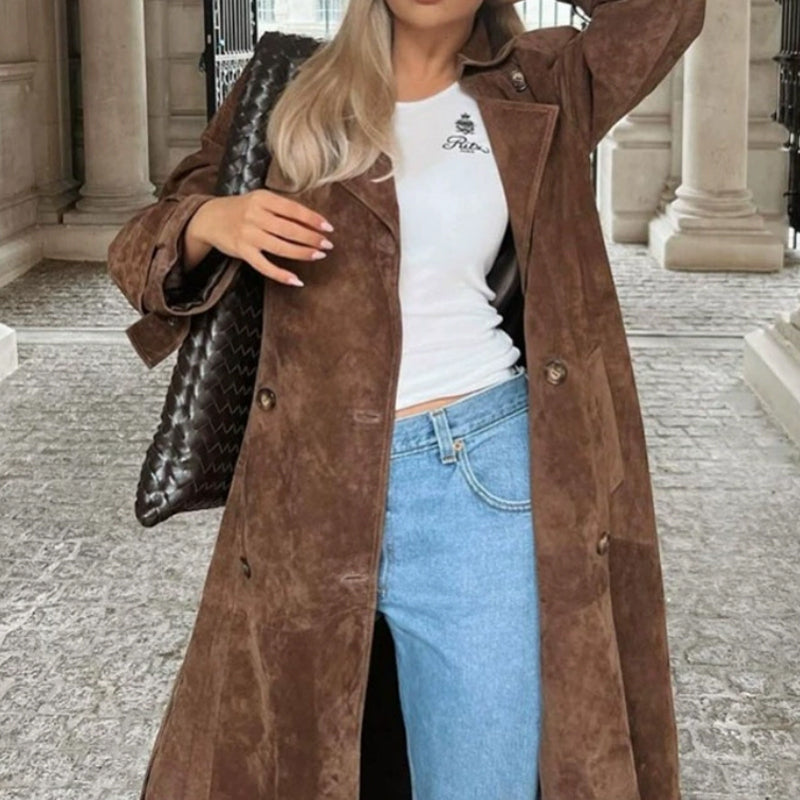 ✈️Kostenloser Versand: Warmer und bequemer langer Mantel mit Taillenbindung für Damen