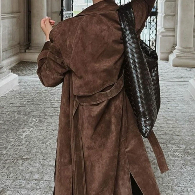 ✈️Kostenloser Versand: Warmer und bequemer langer Mantel mit Taillenbindung für Damen